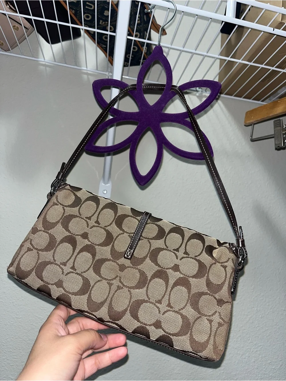 Coach Tan & Brown Signature Canvas Shoulder Bag